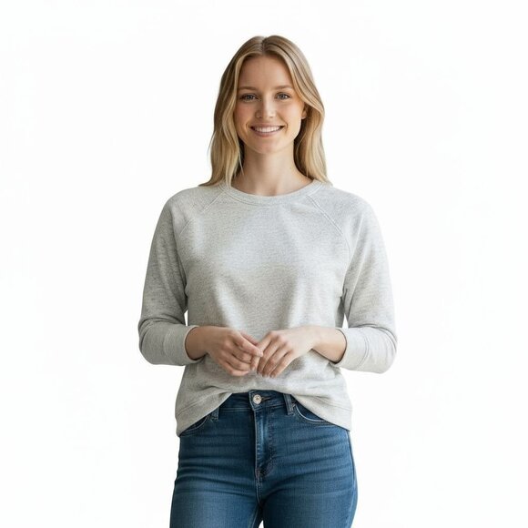 LOFT Tops - Womens LOFT Heather Oatmeal Speckled 3/4 Sleeve Crew Shirt Top Size Small S